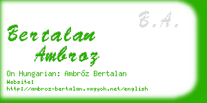 bertalan ambroz business card